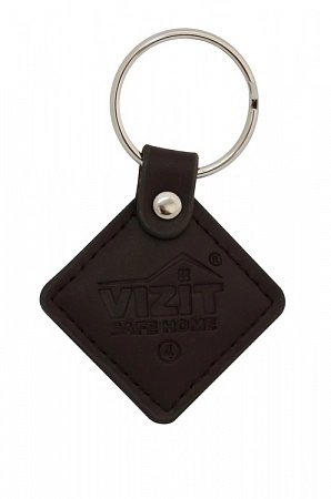 VIZIT - RF2.2 BROWN Ключ RF (RFID брелок EM - Marine), кожаный брелок с тиснением логотипа, коричневый