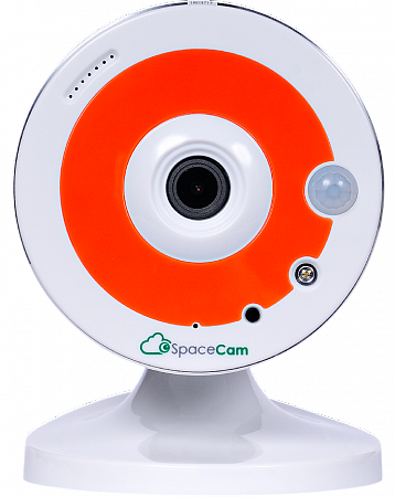 SpaceСam F1 Orange (2.8) 1Mp Настольная IP-видеокамера, 1/3&quot; CMOS сенсор, 1280х720 (до 25к/с), 0.2лк(цвет, F1.2)/0лк(ч/б) c ИК, &quot;день/ночь&quot;, аудио, RTSP, ONVIF, H264, microSD до 64Гб, Wi-Fi, ИК-подсветка до 10м, 5V, от -10 до +50°C, оранжевый корпус