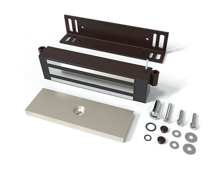 Vizit ML400-111CB (VIZIT-ML400-SD-SF-Pull-CB) Замок электромагнитный (9-15VDC, 0,5А, 400кг),встроенный модуль перемагничивания, монтажный комплект, угольник 40х50х4мм., Корпус из стали. Цвет: CB - Chocolate Brown