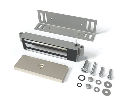 Vizit ML250-111LG (VIZIT-ML250-SD-SF-Pull-LG) Замок электромагнитный (12VDC, 0,5А, 250кг), встроенный модуль перемагничивания, монтажный комплект,угольник 40х50х4мм.. Цвет LG - Light Gray