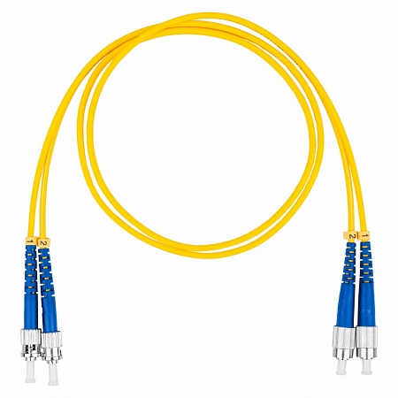 DATAREX Шнур оптический коммутационный патч-корд, FC-ST, дуплекс (duplex) OS2, нг(А)-HF, желтый, 10 м